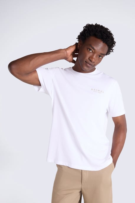 'Chase' Men's T-Shirt Cotton Relaxed Fit Breathable Summer Tee White - Image 3