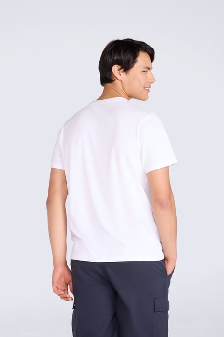 'Classico' Men's Cotton T-Shirt Short Sleeve Breathable Casual Summer Tee Off-White - Image 3