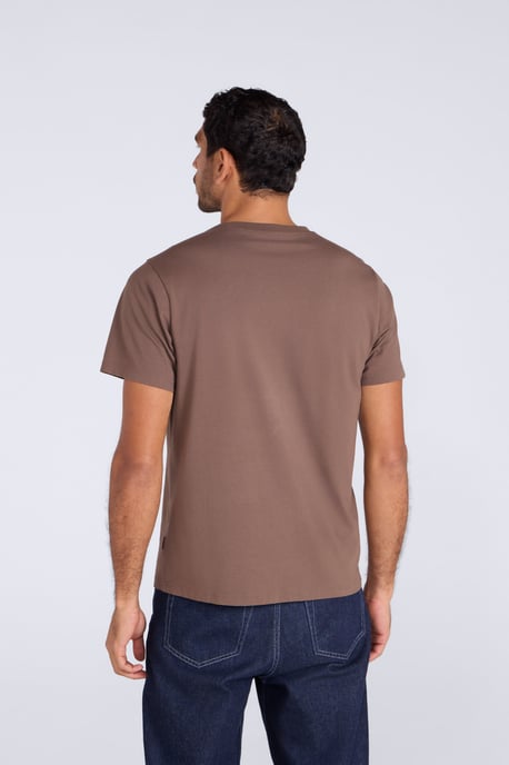 'Classico' Men's Cotton T-Shirt Short Sleeve Breathable Casual Summer Tee Brown - Image 3
