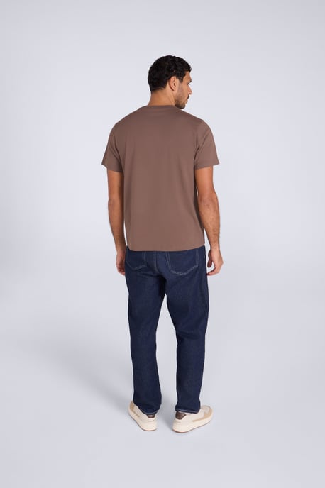 'Classico' Men's Cotton T-Shirt Short Sleeve Breathable Casual Summer Tee Brown - Image 4