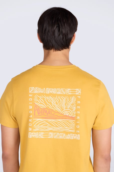 'Jacob' Men's Cotton T-Shirt Comfy Beach Summer Casual Tee Yellow - Image 2