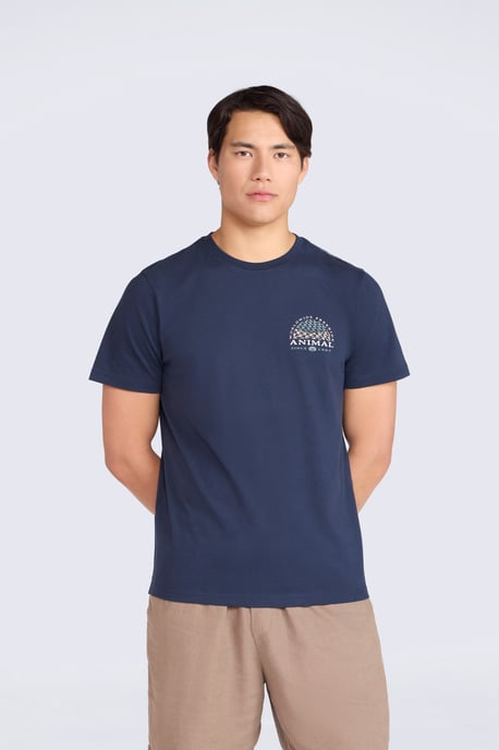 'Jacob' Men's Cotton T-Shirt Comfy Beach Summer Casual Tee Dark Blue - Image 1
