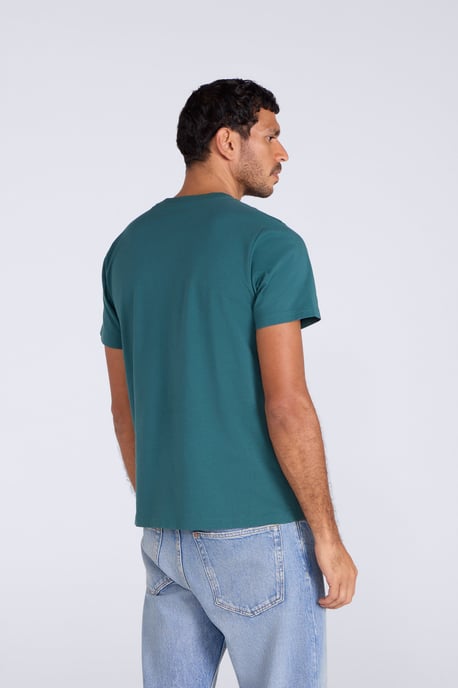 'Classico' Men's Cotton T-Shirt Short Sleeve Breathable Casual Summer Tee Teal - Image 3