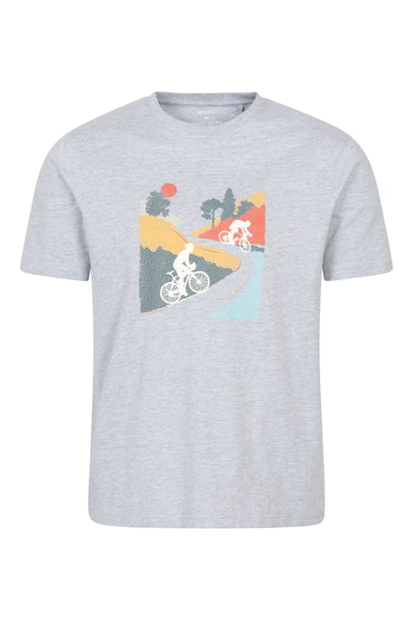 'Bike' Men's Tee Cotton T-Shirt Relaxed Fit Breathable Casual Tee Grey - Image 1