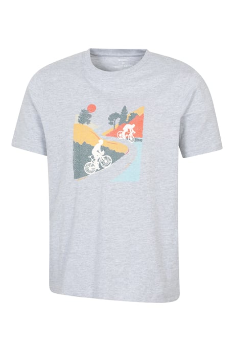 'Bike' Men's Tee Cotton T-Shirt Relaxed Fit Breathable Casual Tee Grey - Image 2