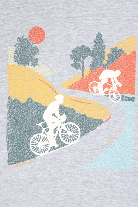 'Bike' Men's Tee Cotton T-Shirt Relaxed Fit Breathable Casual Tee Grey - Image 5