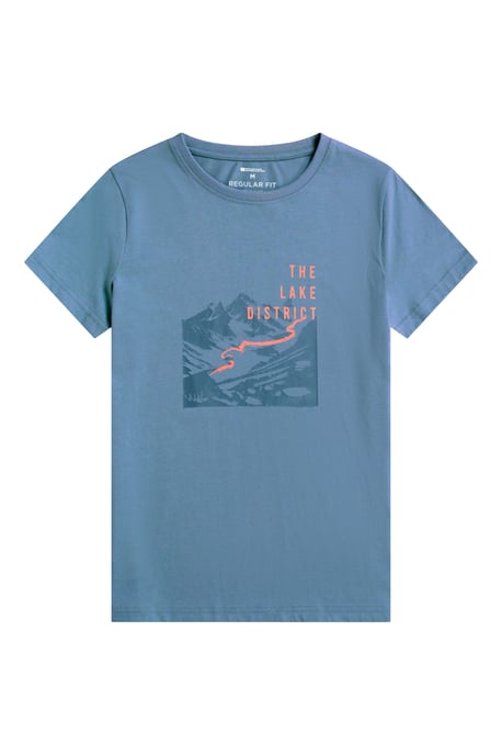 Regional Men's Lake District T-Shirt Crew Neck Breathable Everyday Tee Blue - Image 1