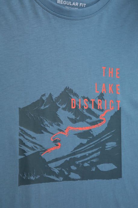 Regional Men's Lake District T-Shirt Crew Neck Breathable Everyday Tee Blue - Image 3