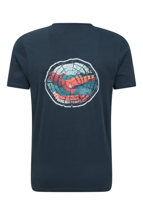 'Keswick Tree Ring' Men's Cotton T-Shirt Lightweight Breathable Graphic Print Top Dark Blue - Image 3