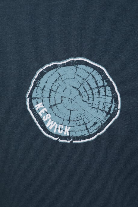 'Keswick Tree Ring' Men's Cotton T-Shirt Lightweight Breathable Graphic Print Top Dark Blue - Image 5