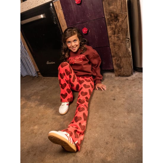 Looxs Revolution Velours flared broek koraal big hearts voor meisjes in de kleur - Image 1