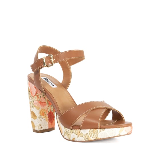 Dune Ladies Monique - Leather Floral Pattern Platform Heels - Image 1