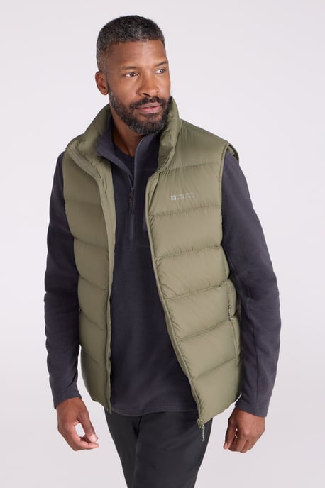 'Stratus' Men's Extreme Down Padded Gilet Water Resistant Body Warmer Jacket Khaki - Image 3
