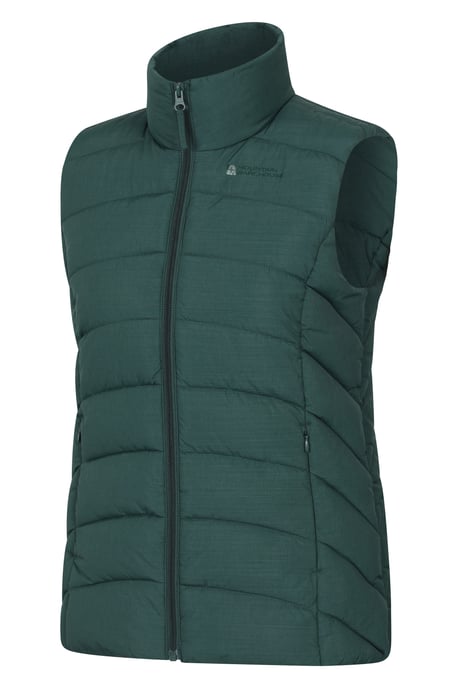 'Opal' Women's Padded Gilet with Front Pockets Winter Warm Rain Coat Dark Green - Image 2