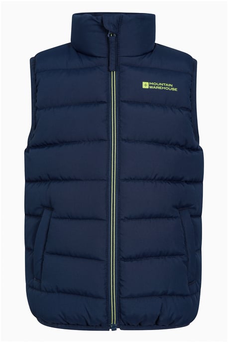 'Rocko' Kids Gilet Water Resistant Padded Everyday Rain Coat Navy - Image 1