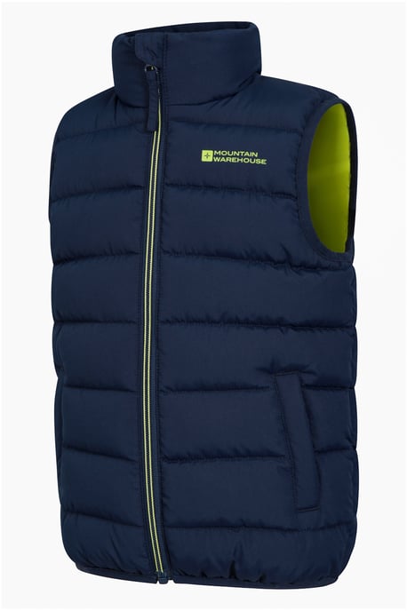'Rocko' Kids Gilet Water Resistant Padded Everyday Rain Coat Navy - Image 2