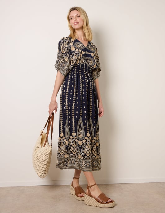 Floral Border Design Dress - Image 1