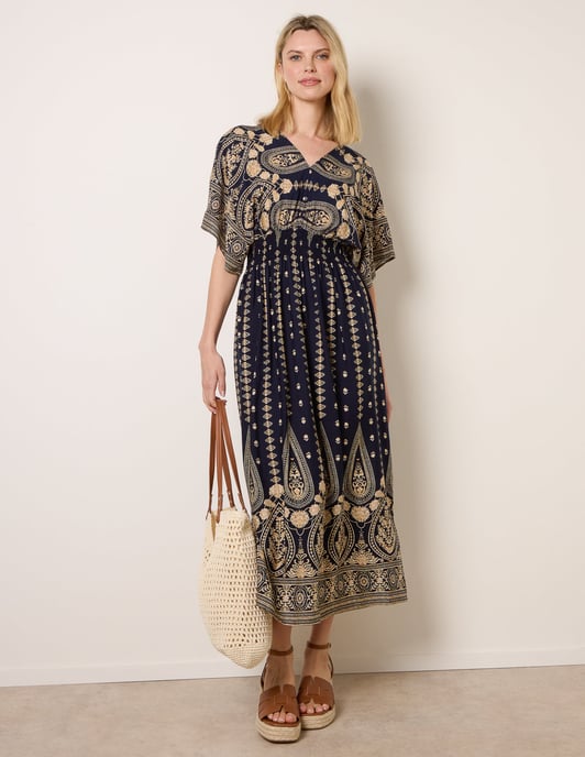 Floral Border Design Dress - Image 3