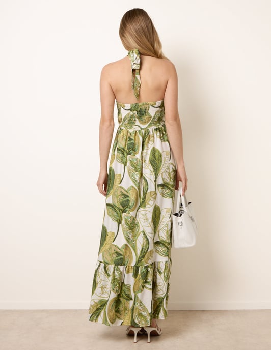 Leaf Print Halter Neck Dress - Image 4