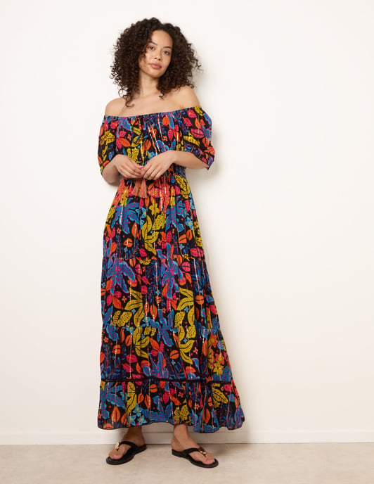 Bardot Tassel Tie Tiered Maxi Dress - Image 1