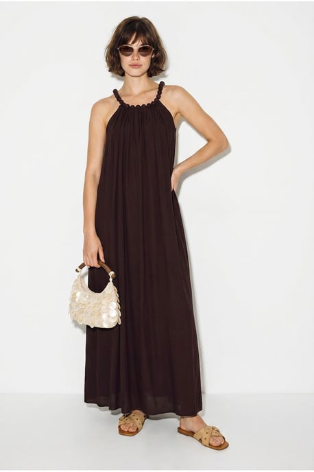 Women's Halter Maxi Dress With Pocket - Image 2