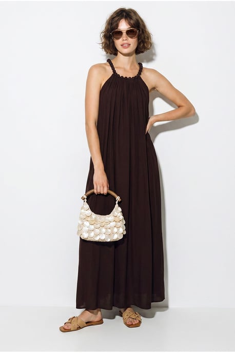 Women's Halter Maxi Dress With Pocket - Image 3