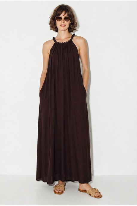 Women's Halter Maxi Dress With Pocket - Image 4