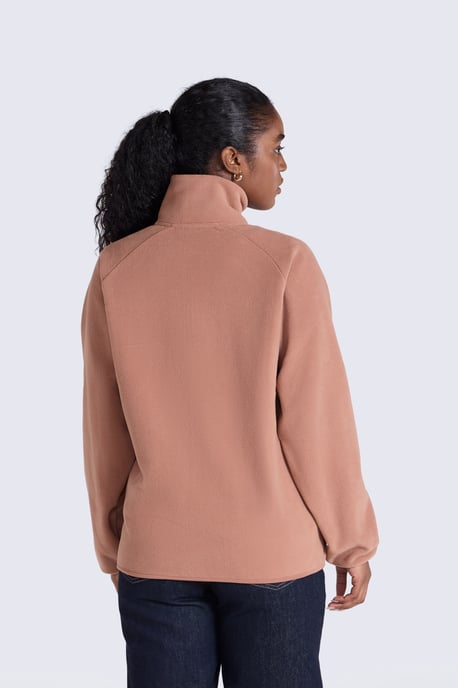 'Stockholm' Women's Fleece Jacket Half Zip Warm Cosy Sweater Tan - Image 4