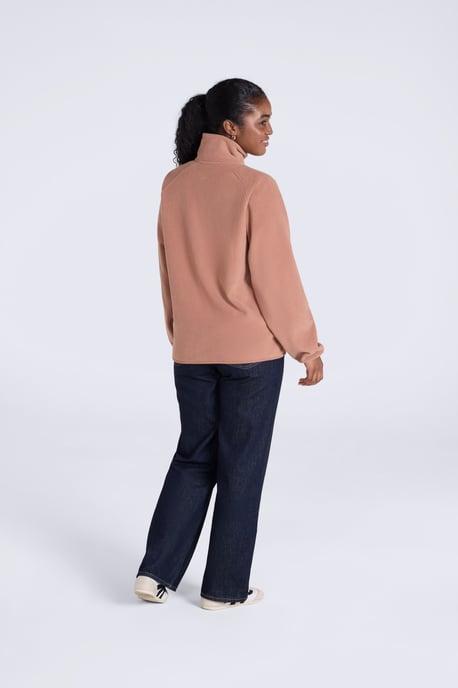 'Stockholm' Women's Fleece Jacket Half Zip Warm Cosy Sweater Tan - Image 5