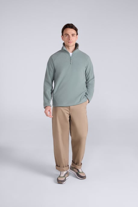 'Stockholm' Men's Fleece Jacket Half Zip Warm Cosy Sweater Light Blue - Image 2