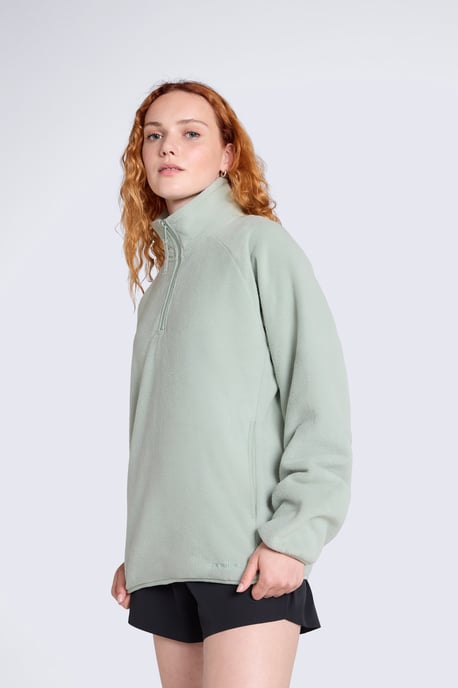 'Stockholm' Women's Fleece Jacket Half Zip Warm Cosy Sweater Pale Green - Image 1