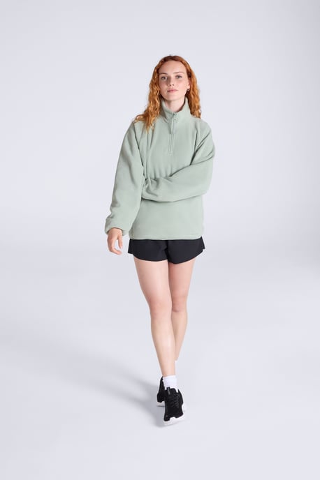 'Stockholm' Women's Fleece Jacket Half Zip Warm Cosy Sweater Pale Green - Image 2