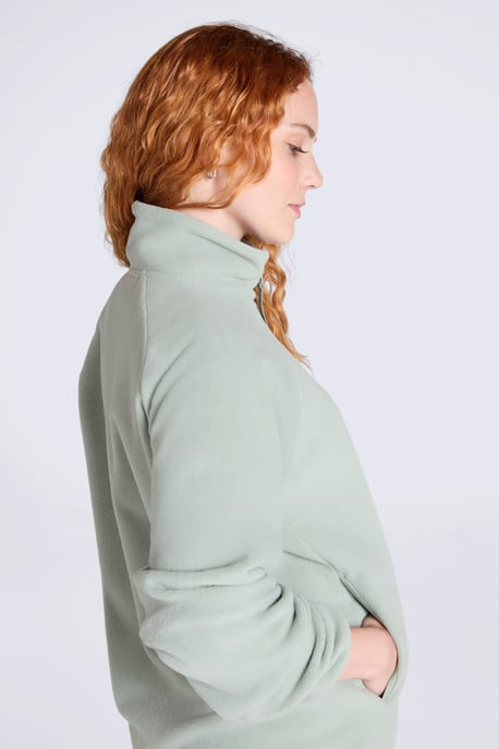 'Stockholm' Women's Fleece Jacket Half Zip Warm Cosy Sweater Pale Green - Image 3