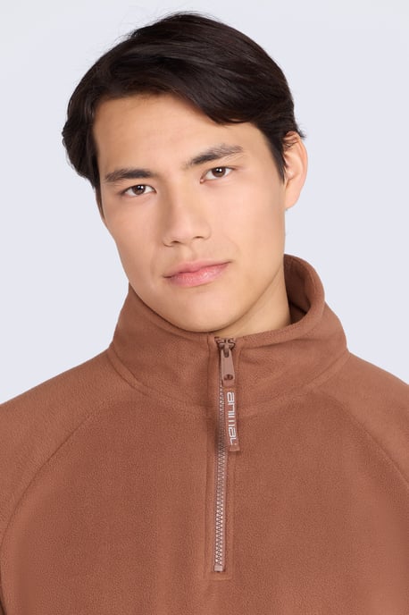 'Stockholm' Men's Fleece Jacket Half Zip Warm Cosy Sweater Rust - Image 3