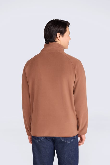 'Stockholm' Men's Fleece Jacket Half Zip Warm Cosy Sweater Rust - Image 4