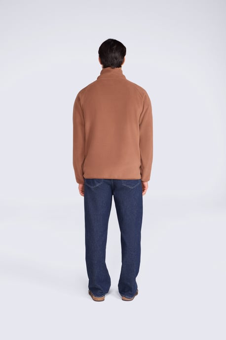 'Stockholm' Men's Fleece Jacket Half Zip Warm Cosy Sweater Rust - Image 5