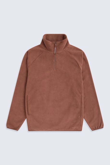 'Stockholm' Men's Fleece Jacket Half Zip Warm Cosy Sweater Rust - Image 6