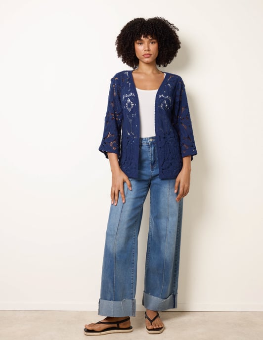 Crochet Tie Front Cardigan - Image 3