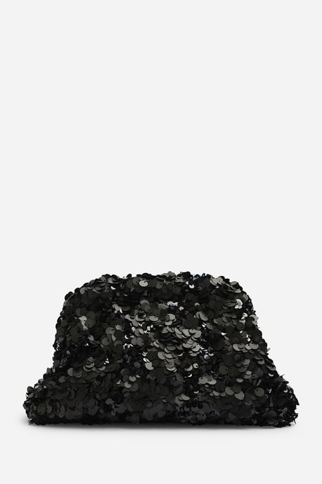 Wheres That From Womens Hovira Black Sequin Clutch Bag - Image 2