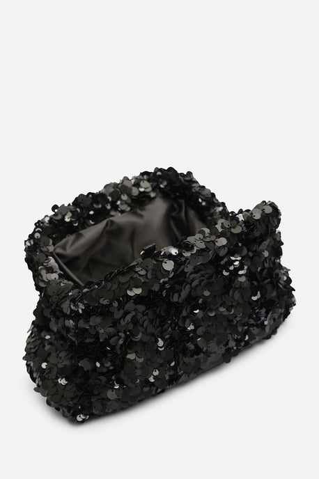 Wheres That From Womens Hovira Black Sequin Clutch Bag - Image 3