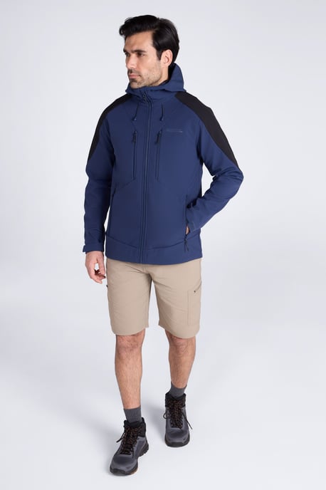 'Radius' Men's Softshell Jacket with Chin Guard Water Resistant Coat Blue/Navy - Image 2