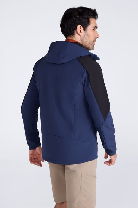 'Radius' Men's Softshell Jacket with Chin Guard Water Resistant Coat Blue/Navy - Image 3