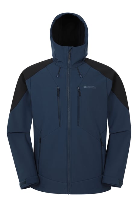 'Radius' Men's Softshell Jacket with Chin Guard Water Resistant Coat Blue/Navy - Image 5
