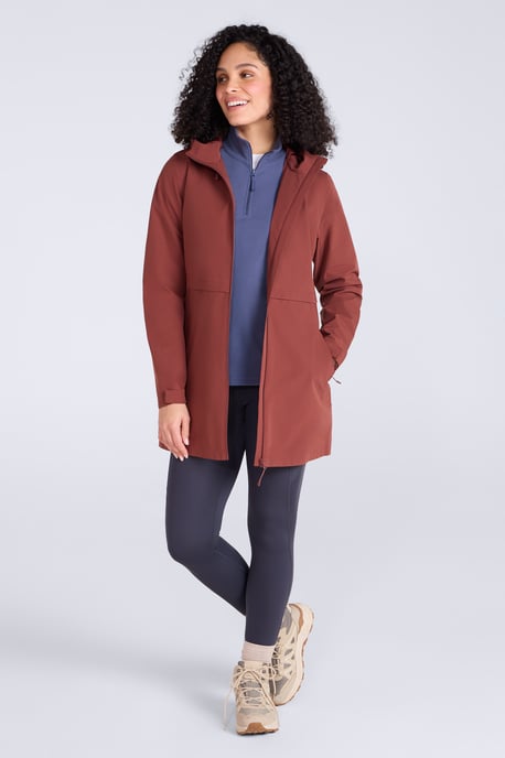 'Hilltop' Women's Waterproof Jacket with Side Pockets Outdoors Rain Coat Rust - Image 3