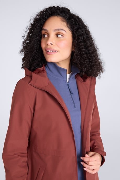 'Hilltop' Women's Waterproof Jacket with Side Pockets Outdoors Rain Coat Rust - Image 4