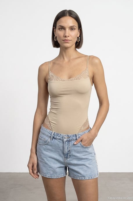 Lace Sleeveless Slim-fit Bodysuit Blouse - Image 1