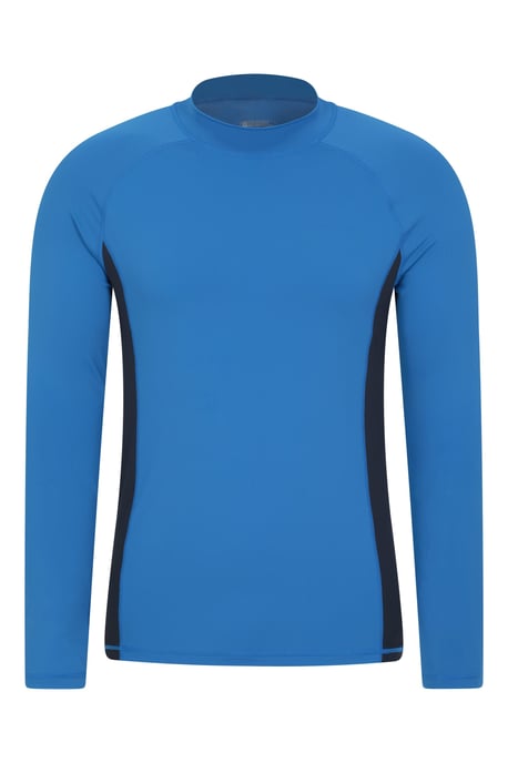 Men's Long Sleeve Rash Vest Sun Protection Quick Drying Swimwear Stretchy Beach Surf Top Medium Blue - Image 1