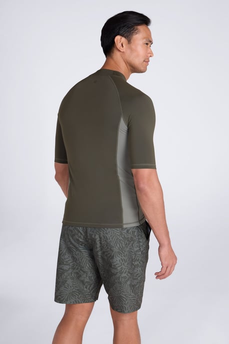 Men's UV Rash Vest Sun Protection Quick Drying Swimwear Stretchy Beach Surf Top Khaki - Image 4