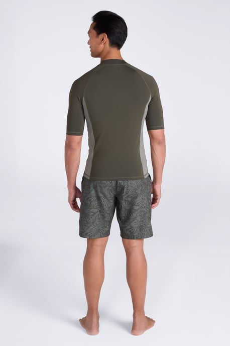 Men's UV Rash Vest Sun Protection Quick Drying Swimwear Stretchy Beach Surf Top Khaki - Image 5