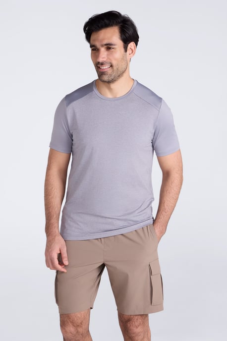 'Agra' Men's IsoCool Striped Tee Sun Protection Comfy Sports T-Shirt Silver - Image 2